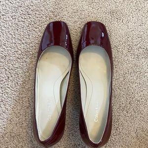 Calvin Klein 3 inch pumps, deep red patent W6.5